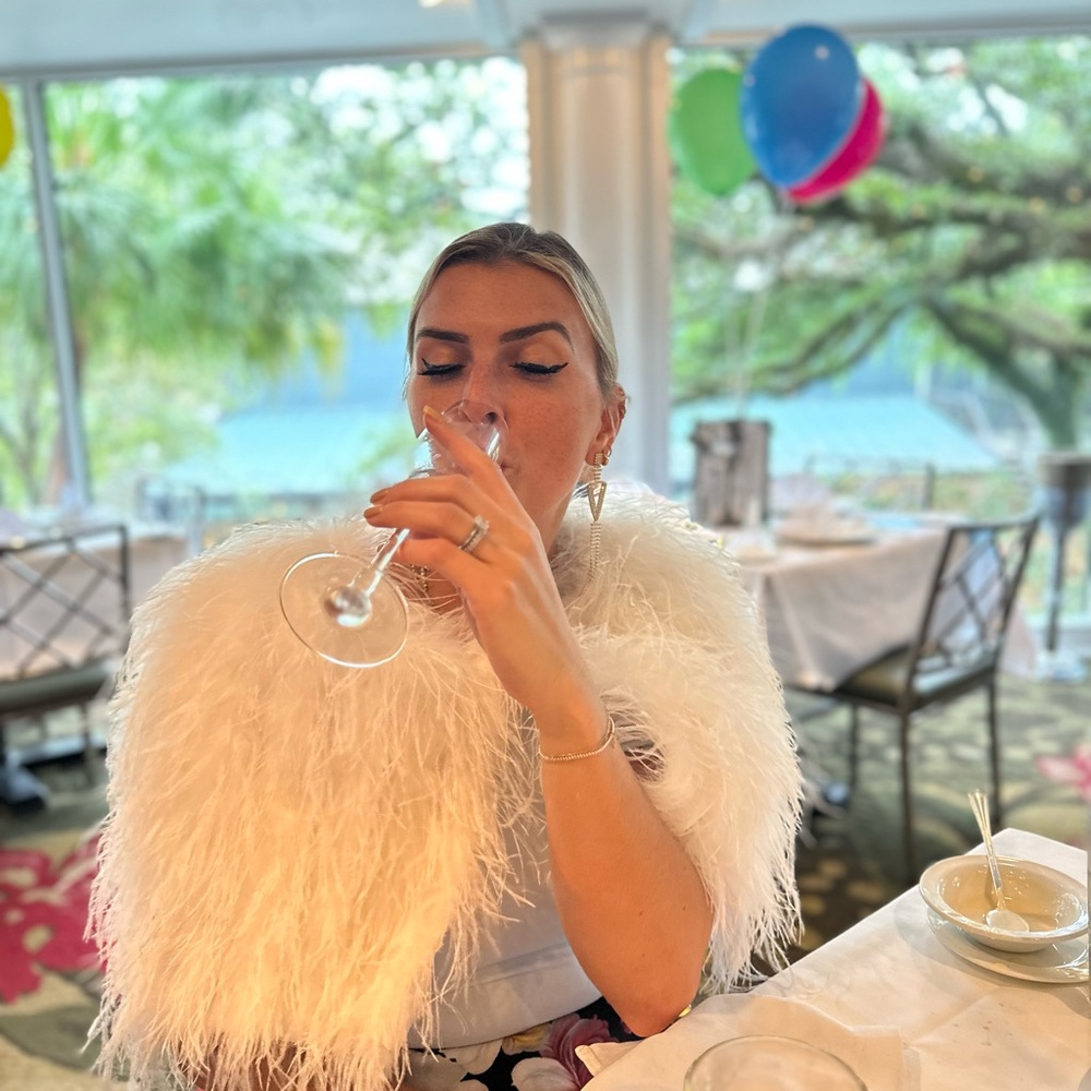 Ostrich White Feathered Cape